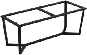Black metal rectangular coffee table frame with an open top and angled legs.
