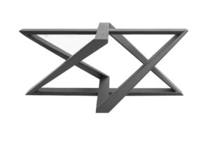 Three-dimensional metal frame in the shape of the Star of David.