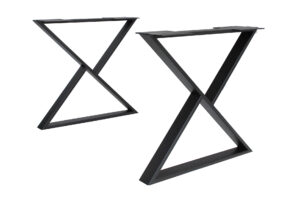 Two black hollow triangular frames arranged diagonally on a white background.