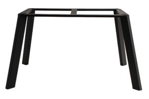 Black metal desk frame with four angled legs and a rectangular top frame.