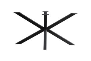 Metal cross-shaped frame with diagonal arms forming an X and a vertical central rod extending upward with a small knob on top.
